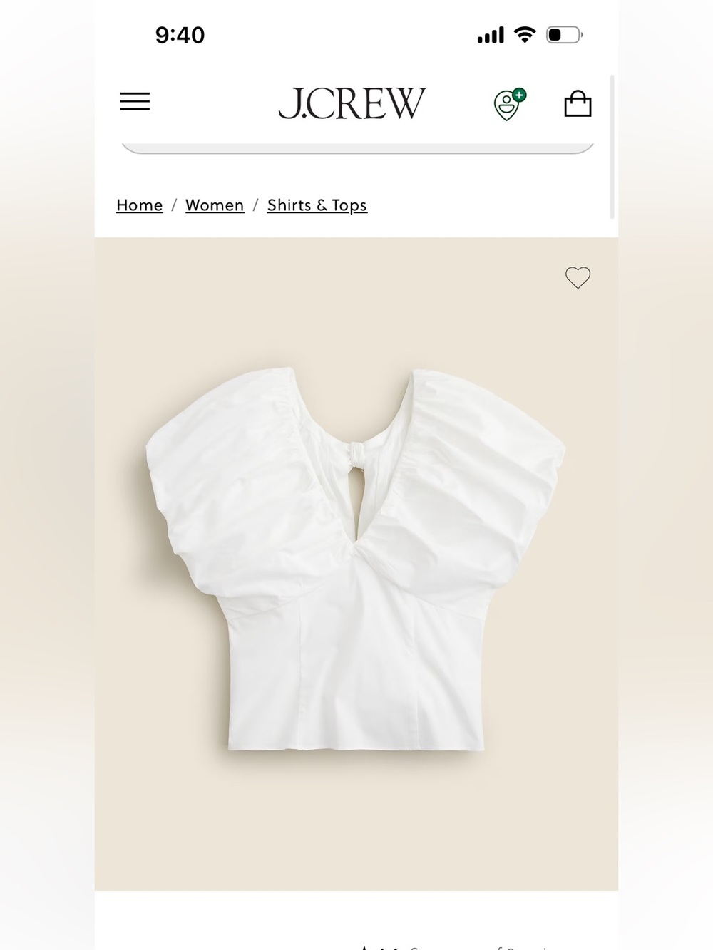 J. Crew White Puff-Sleeve Tie-Back Blouse